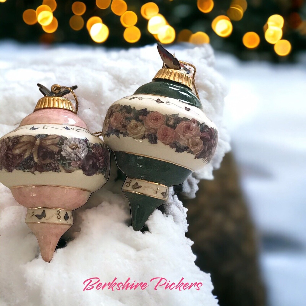 Lena Liu's Ornaments Floral‎ Inspirations Heirloom Porcelain Set Of 2